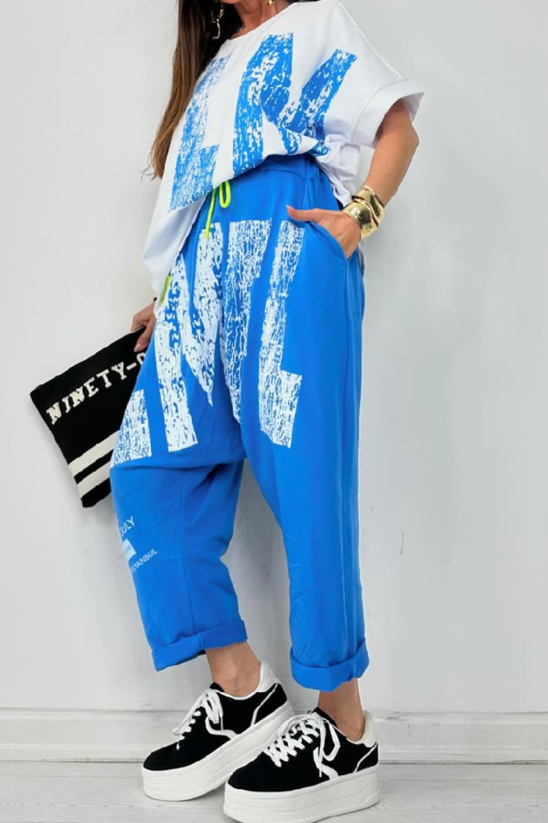 Kirelle™ - Ensemble décontracté femme top imprimé col rond et pantalon