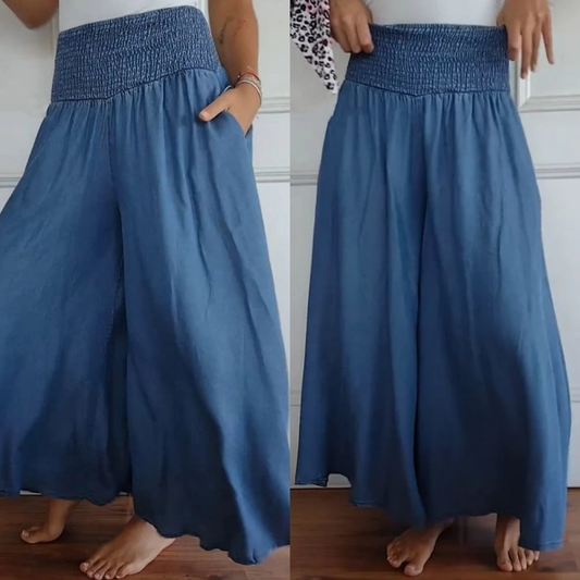 Pravina™ - Jean Femme Taille Haute à Jambes Larges