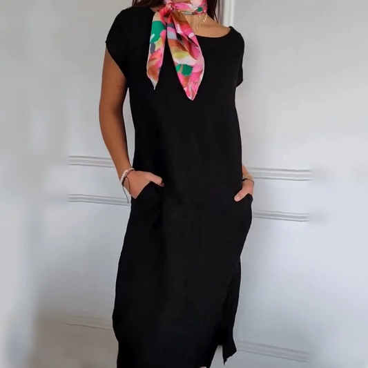Jurelia™ - Robe en Lin à Encolure Ronde